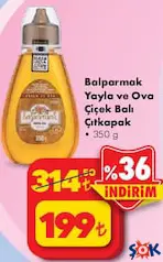 BALPARMAK YAYLA VE OVA ÇİÇEK BALI 350 GR fiyat ve kampanya bilgisi